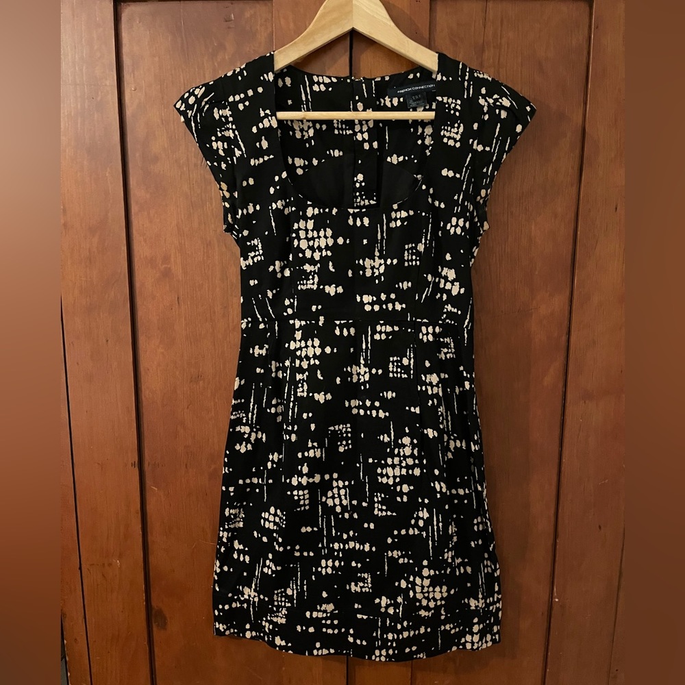 French Connection black patterned cocktail dress